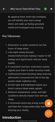 Growst app — key takeaways screen